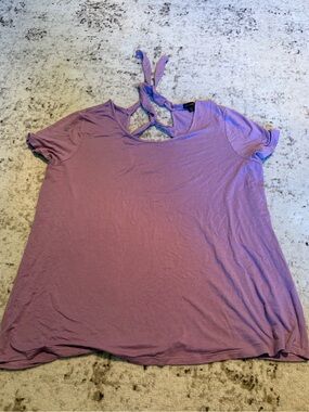 Coco + Carmen Lavender Tie-Back Short Sleeve Top